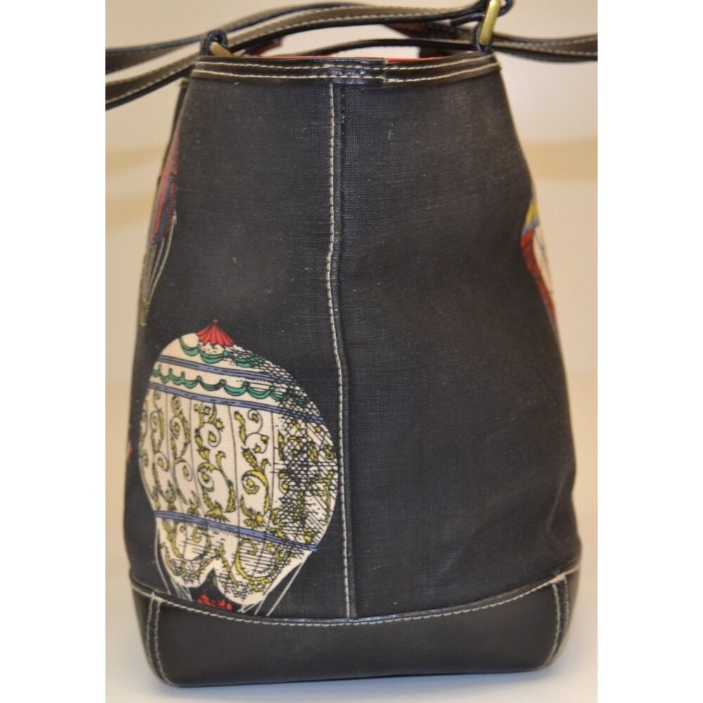 VTG 90's Liz Claiborne Beaded Small Tote Canvas Bag Purse Hot Air Balloons HTF - Picture 8 of 16
